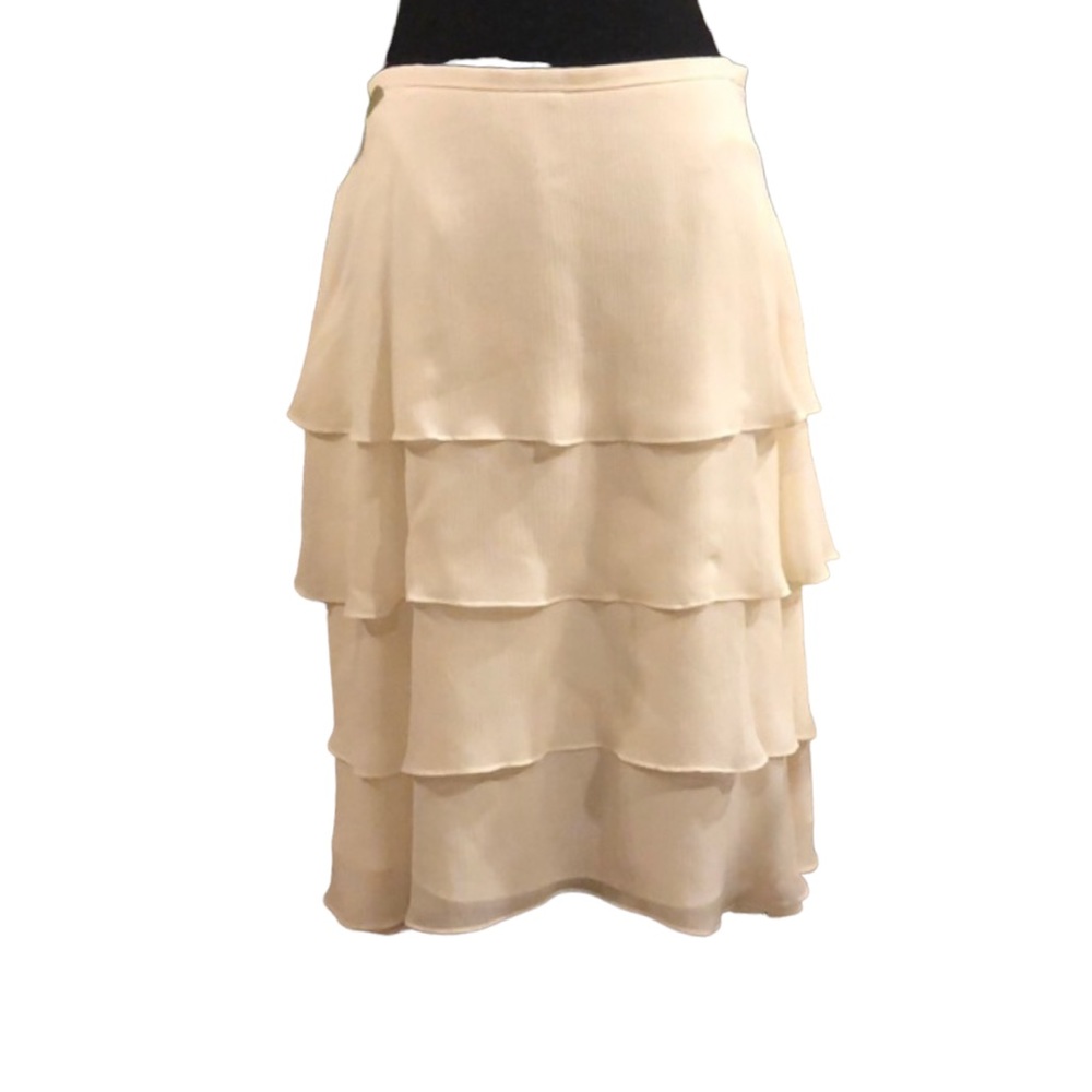 DONCASTER COLLECTION CREAM COLOR LAYERED SILK SKIRT SIZE 8 NEW WITH TAGS